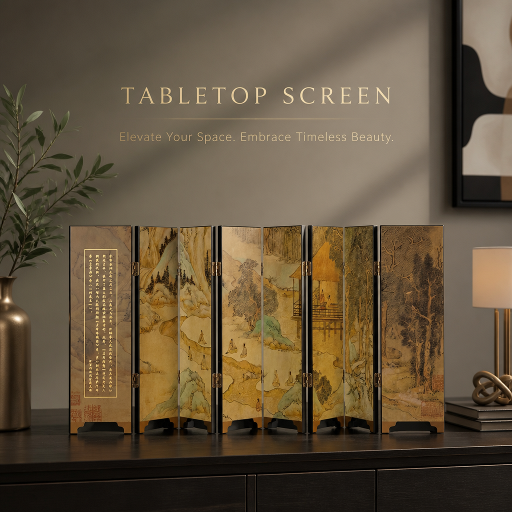 Elegant Gathering – Folding Table Screen Inspired by Eastern Landscape Art